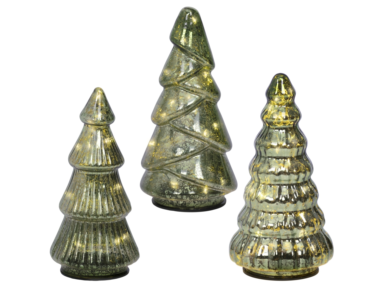 ALBERO VETRO 17,5CM VERDE C/LED B.CALDO 3ASS489513