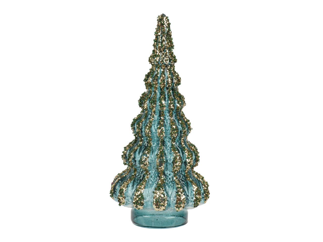 ALBERO VETRO 25,5CM C/GLITTER VERDE SMERALDO702969