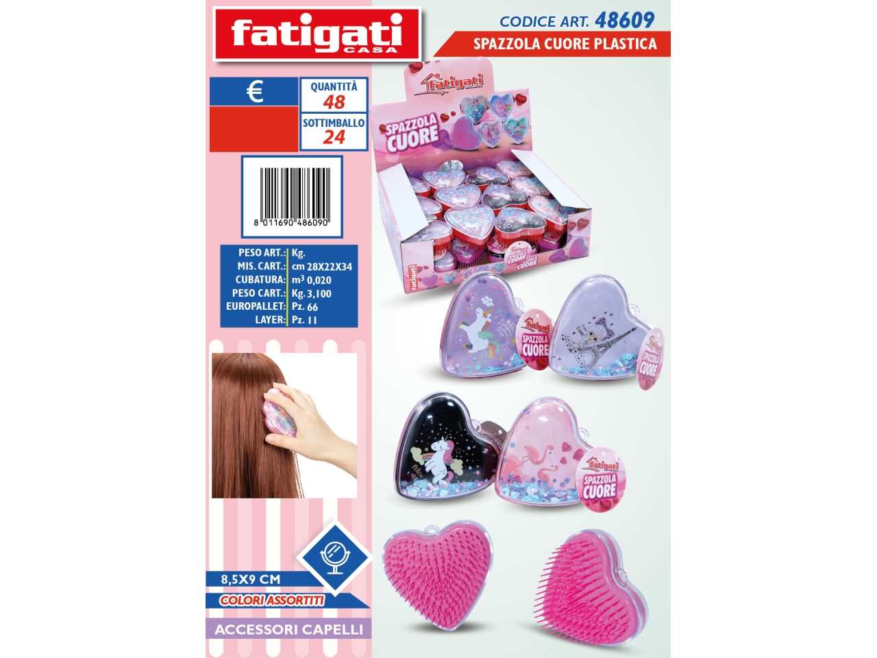 SPAZZOLA CUORE IN PLASTICA 8,5X9CM 48609 SPAZZOLA CUORE IN PLASTICA 8,5X9CM 48609