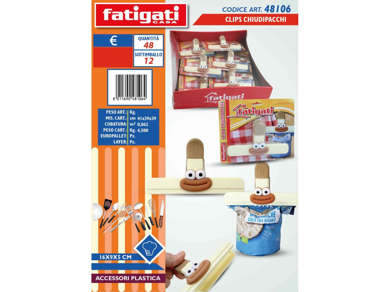 CLIPS CHIUDIPACCHI 16X9X5CM 48106 CLIPS CHIUDIPACCHI 16X9X5CM 48106