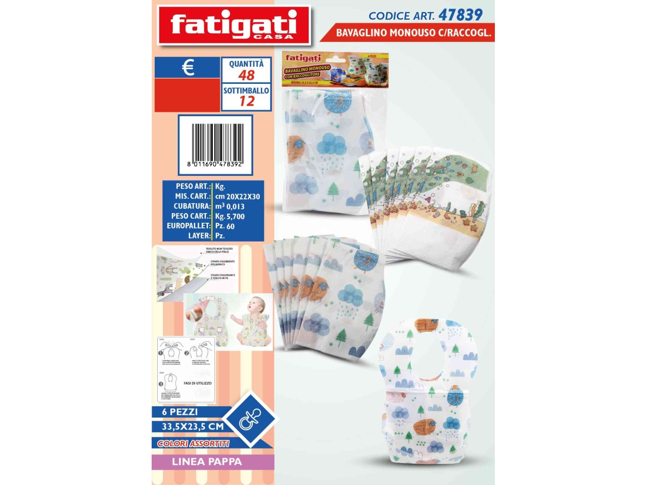 BAVAGLINI MONOUSO CON RACCOGLITORE SET 6PZ 47839 BAVAGLINI MONOUSO CON RACCOGLITORE SET 6PZ 47839
