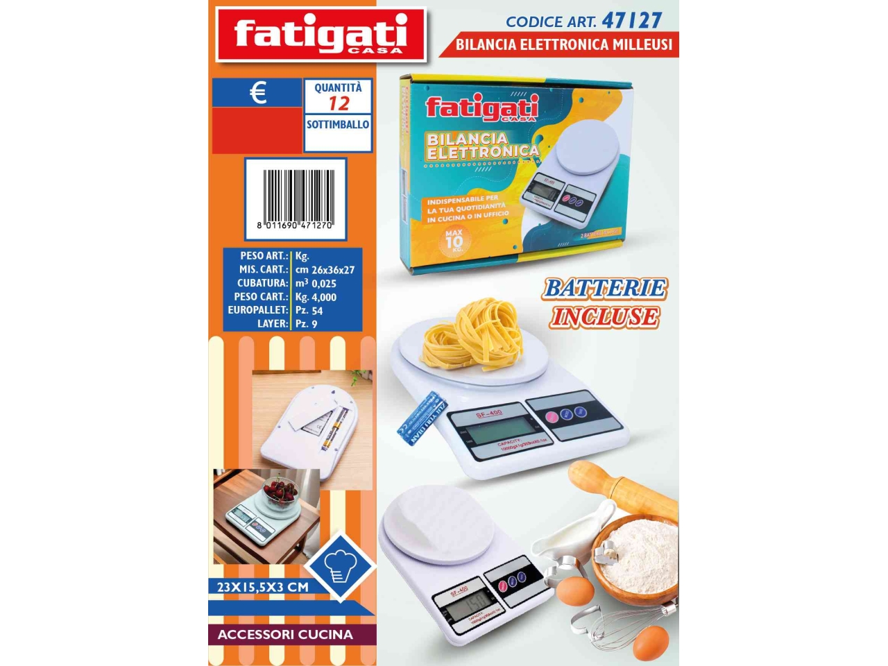 BILANCIA ELETTRONICA MILLEUSI 23X15CM 47127 BILANCIA ELETTRONICA MILLEUSI 23X15CM 47127