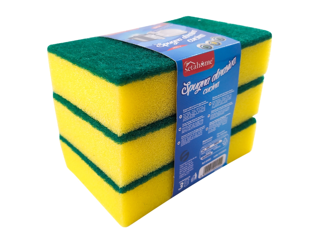 SPUGNA DA CUCINA CLASSICA 12X7,3CM SET 3PZ 02450