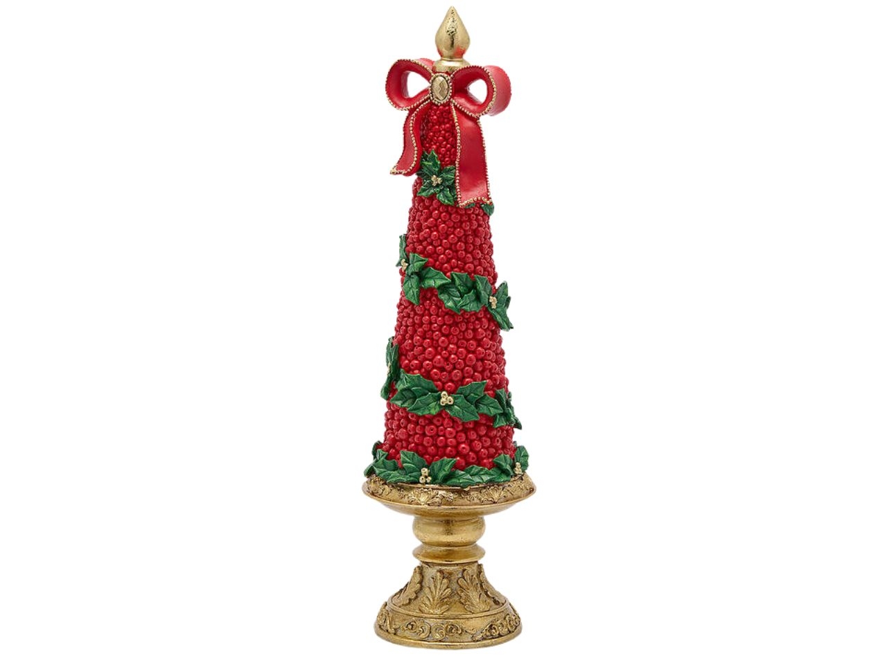 ALBERO RESINA 48CM C/FIOCCO VERDE/ROSSO8101792A774