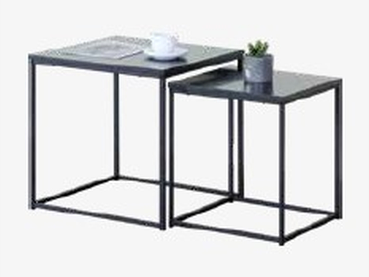 TAVOLINO DARK MARBLE 40X40X50/35X35X45CM 2PZ100209
