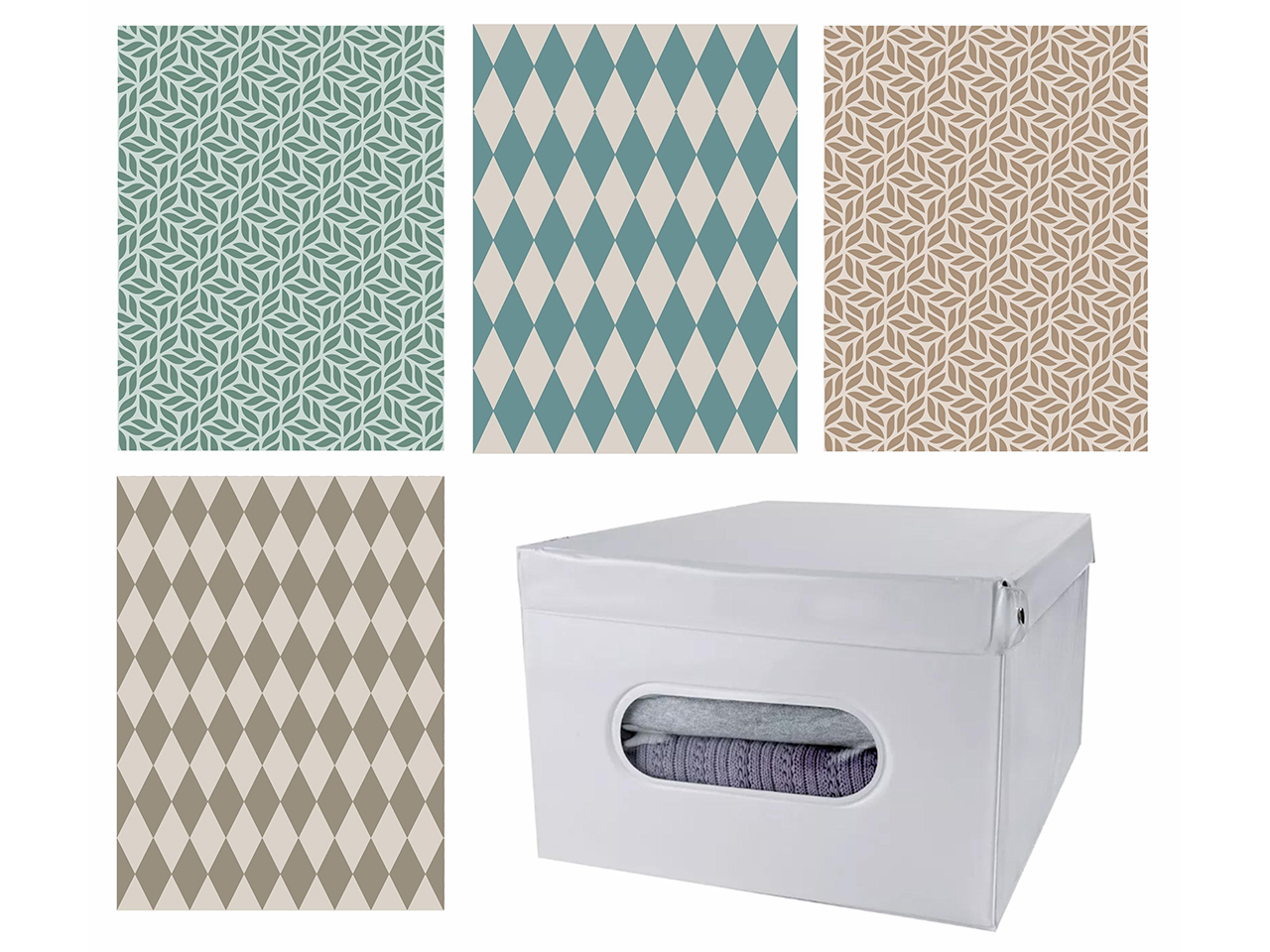 SCATOLA PORTABIANCHERIA 50x40X25CM 3 ASSORTIMENTI