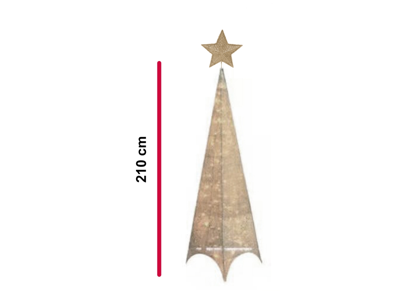 ALBERO PIRAMIDALE 210CM METALLO C/120LED CHAMPAGNE