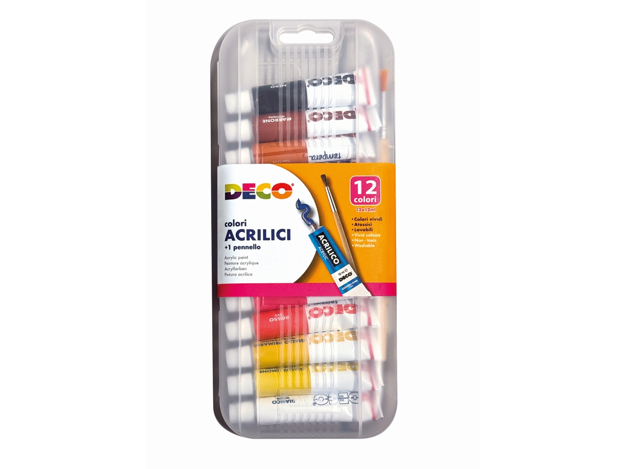 ACRILIC DECO SCATOLA PLASTI. 12PZ 12ML ASS13370/12