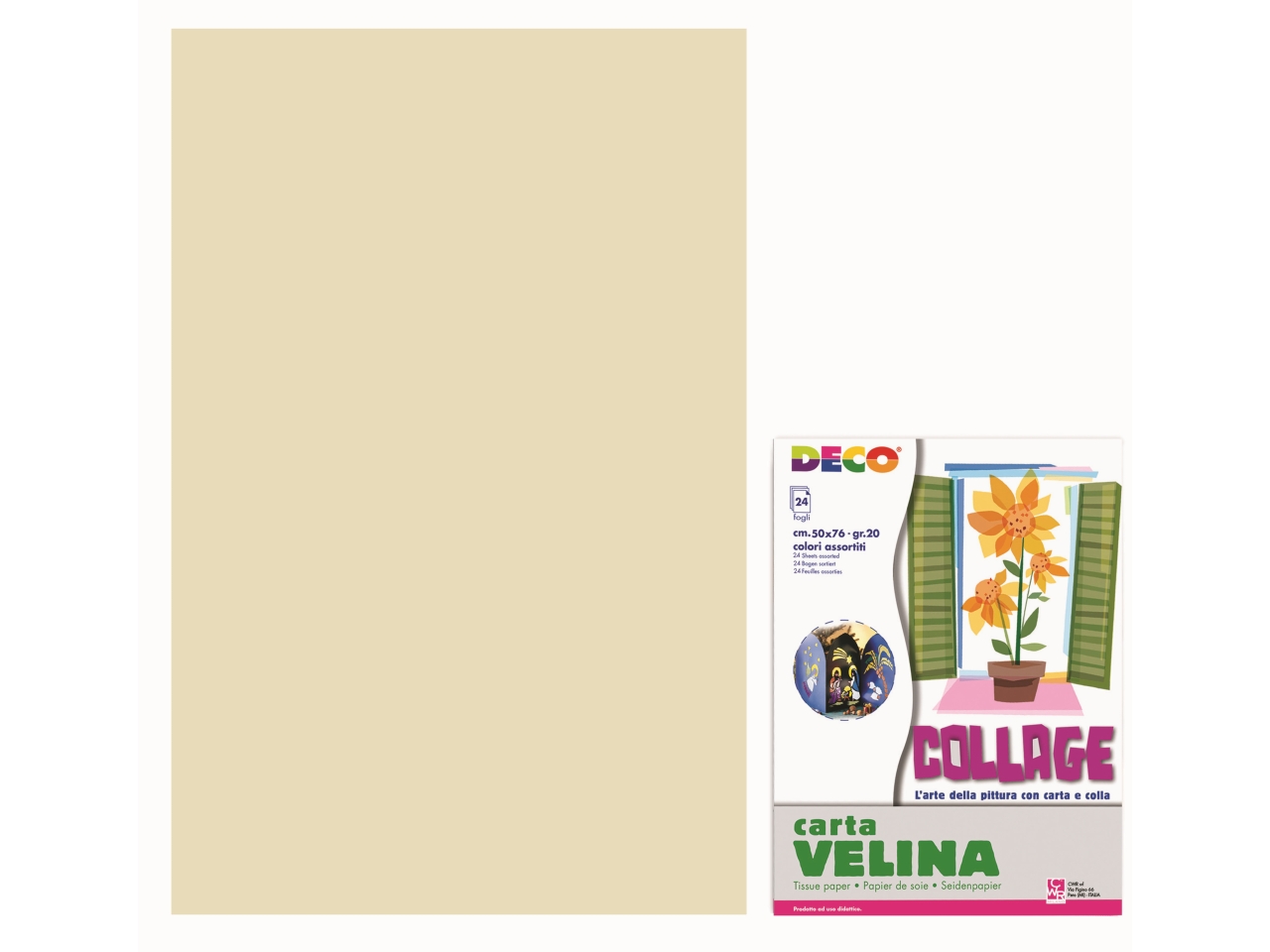 VELINA 50X76CM BUSTA 24 FOGLI AVORIO 12087