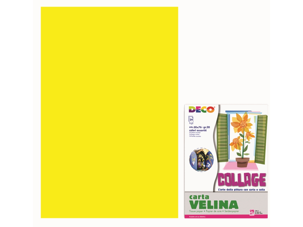 VELINA 50X76CM BUSTA 24 FOGLI GIALLO 05311