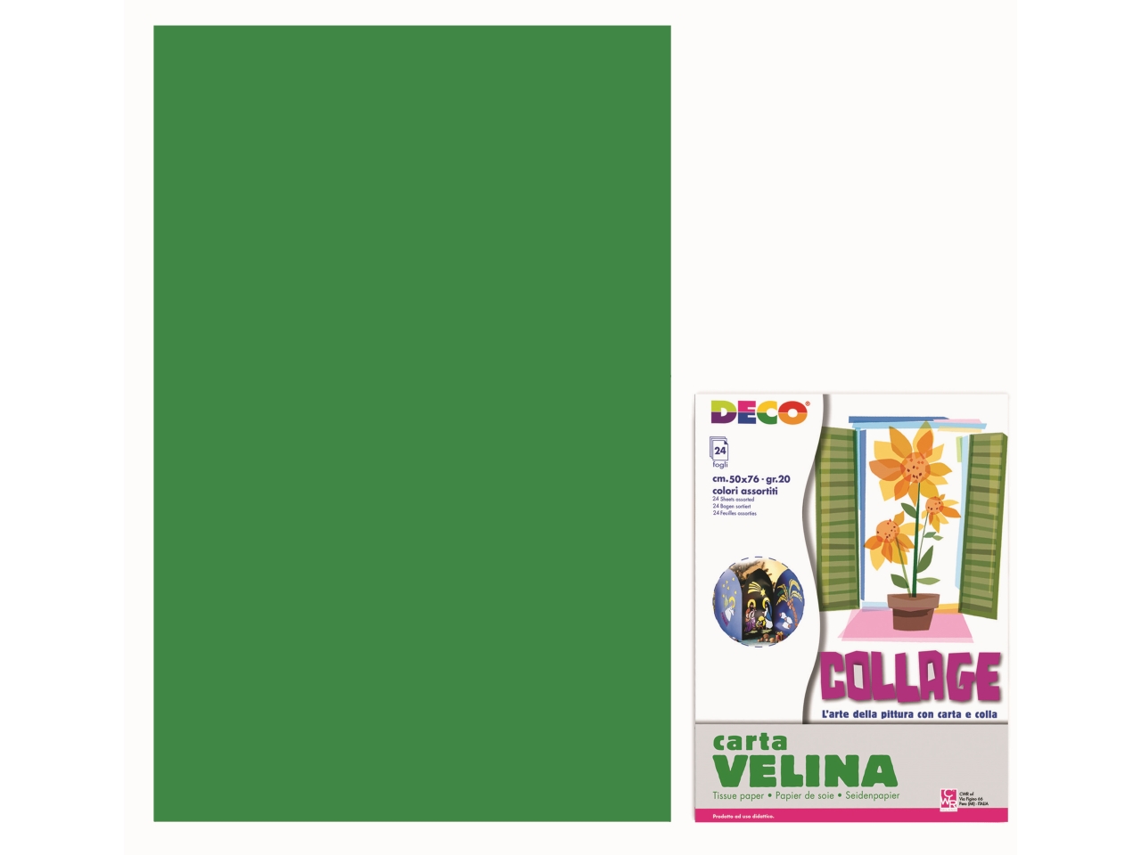 VELINA 50X76CM BUSTA 24 FOGLI VERDE SCURO05319