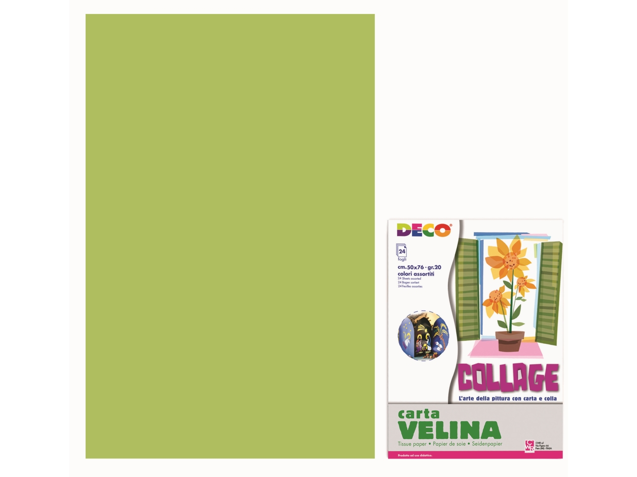 VELINA 50X76CM BUSTA 24 FOGLI VERDE LIME 12092