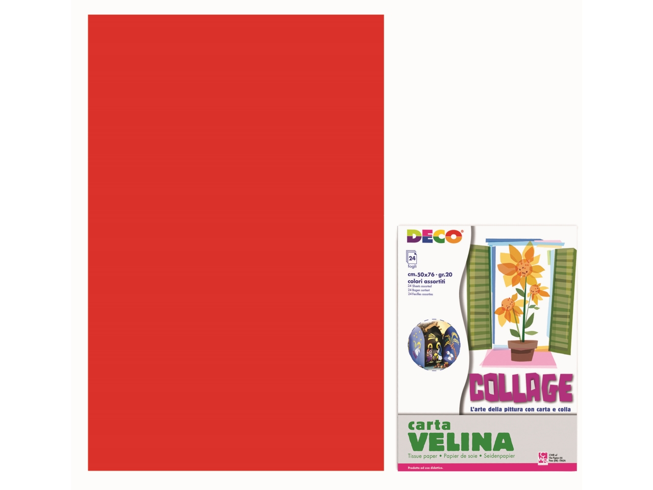 VELINA 50X76CM BUSTA 24 FOGLI ROSSO 05313