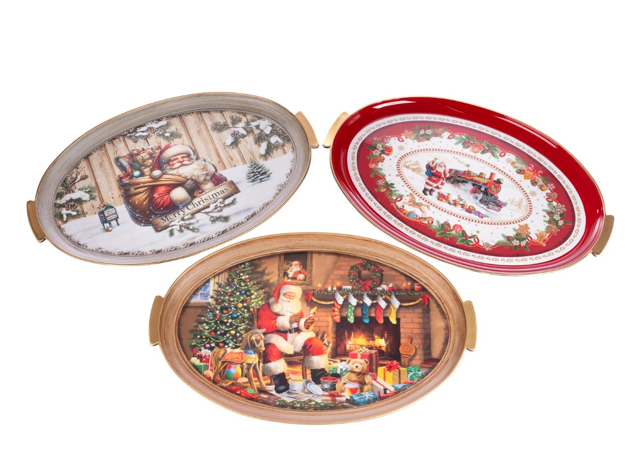 VASSOIO OVALE50X32X2CM C/BABBO NATALE ASS.13920078