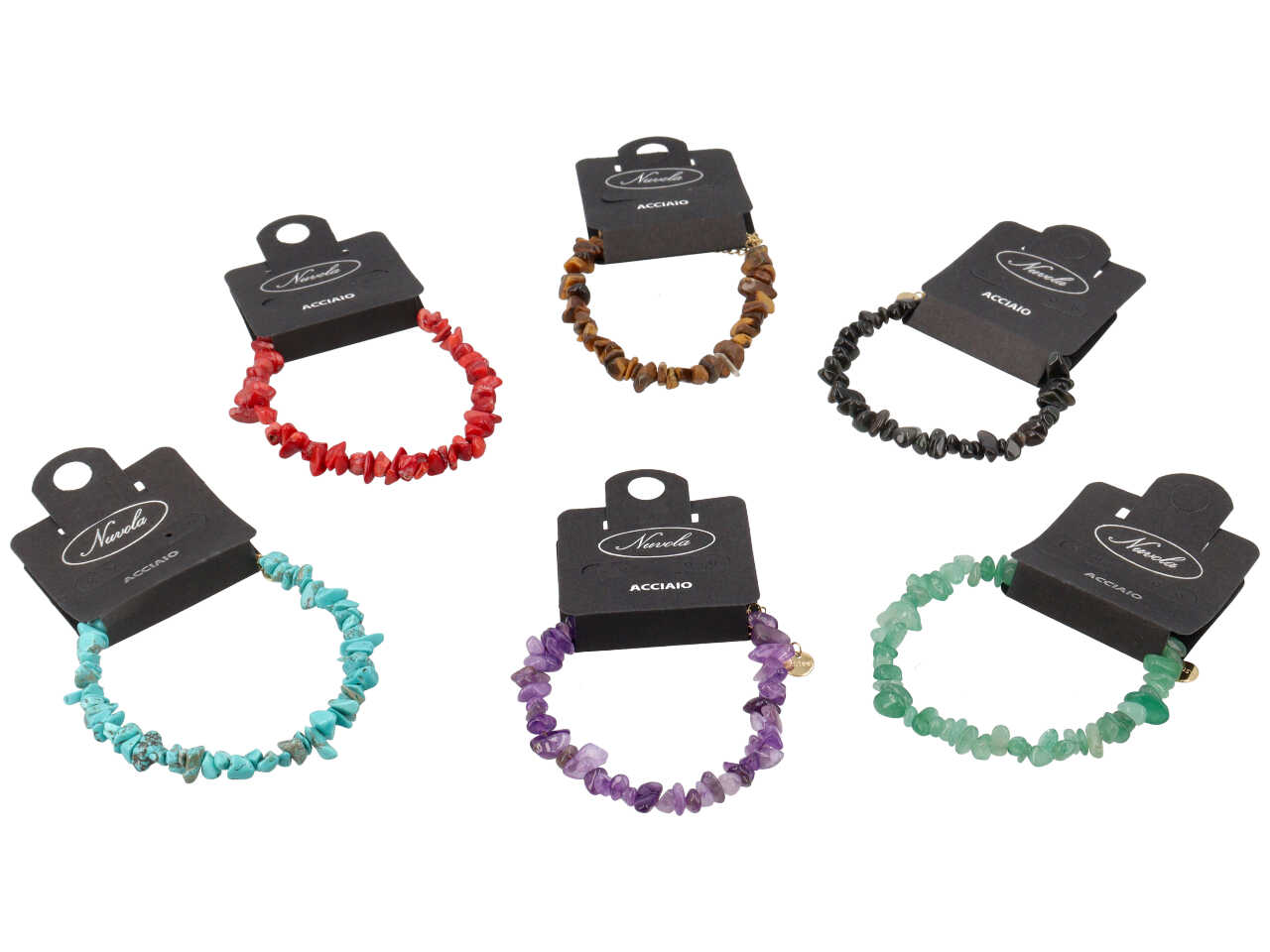 BRACCIALE SCAGLIE PIETRA EFFETTO CORALLO COL. ASS.