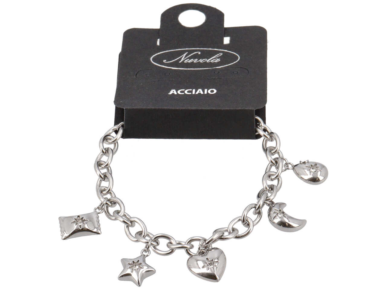 BRACCIALE CHARME CUORE LUNA BUSTA CON PUNTO LUCE