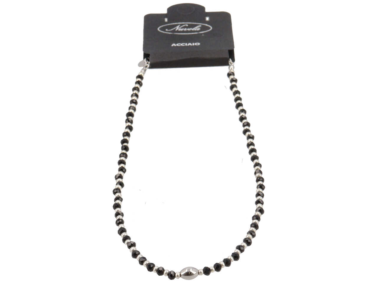 COLLANA CRISTALLI NERI E PEPITA CENTRALE