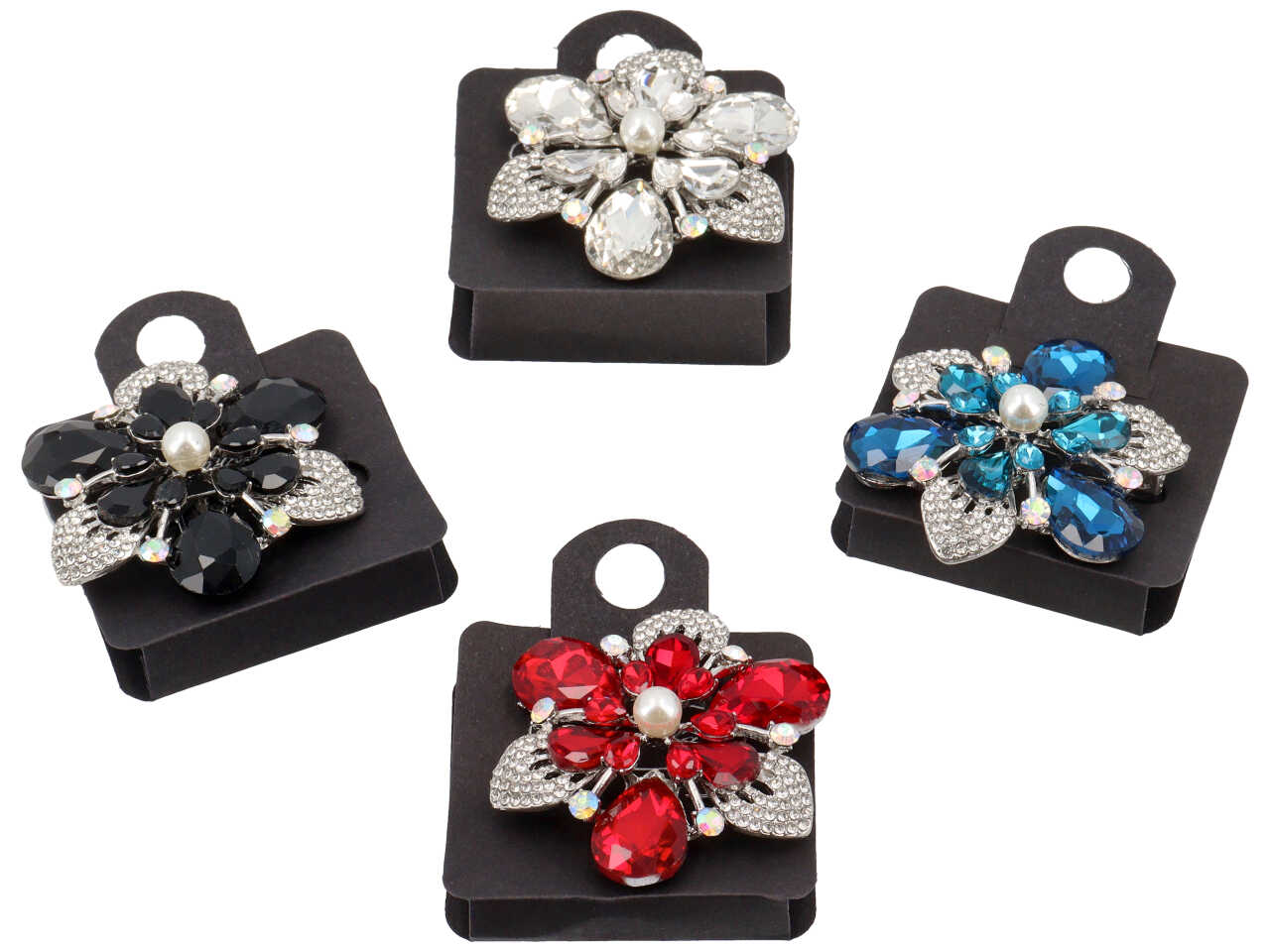 SPILLA FIORE PETALI A GOCCIA STRASS