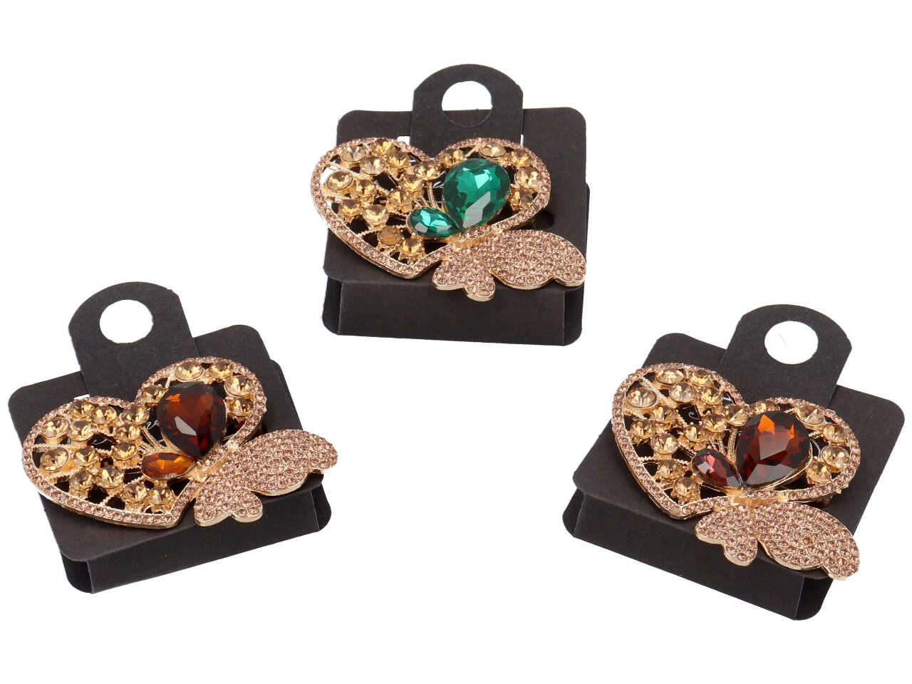 SPILLA FARFALLA STRASS ORO