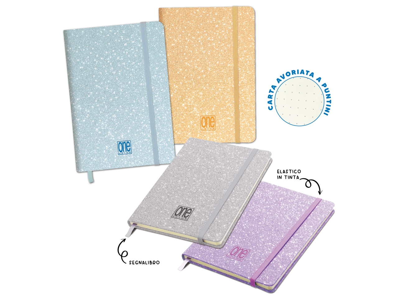 ONE COLOR TACCUINO A5 GLITTER PUNTINATO COP.RIGIDA ONE COLOR TACCUINO A5 GLITTER PUNTINATO COP.RIGIDA