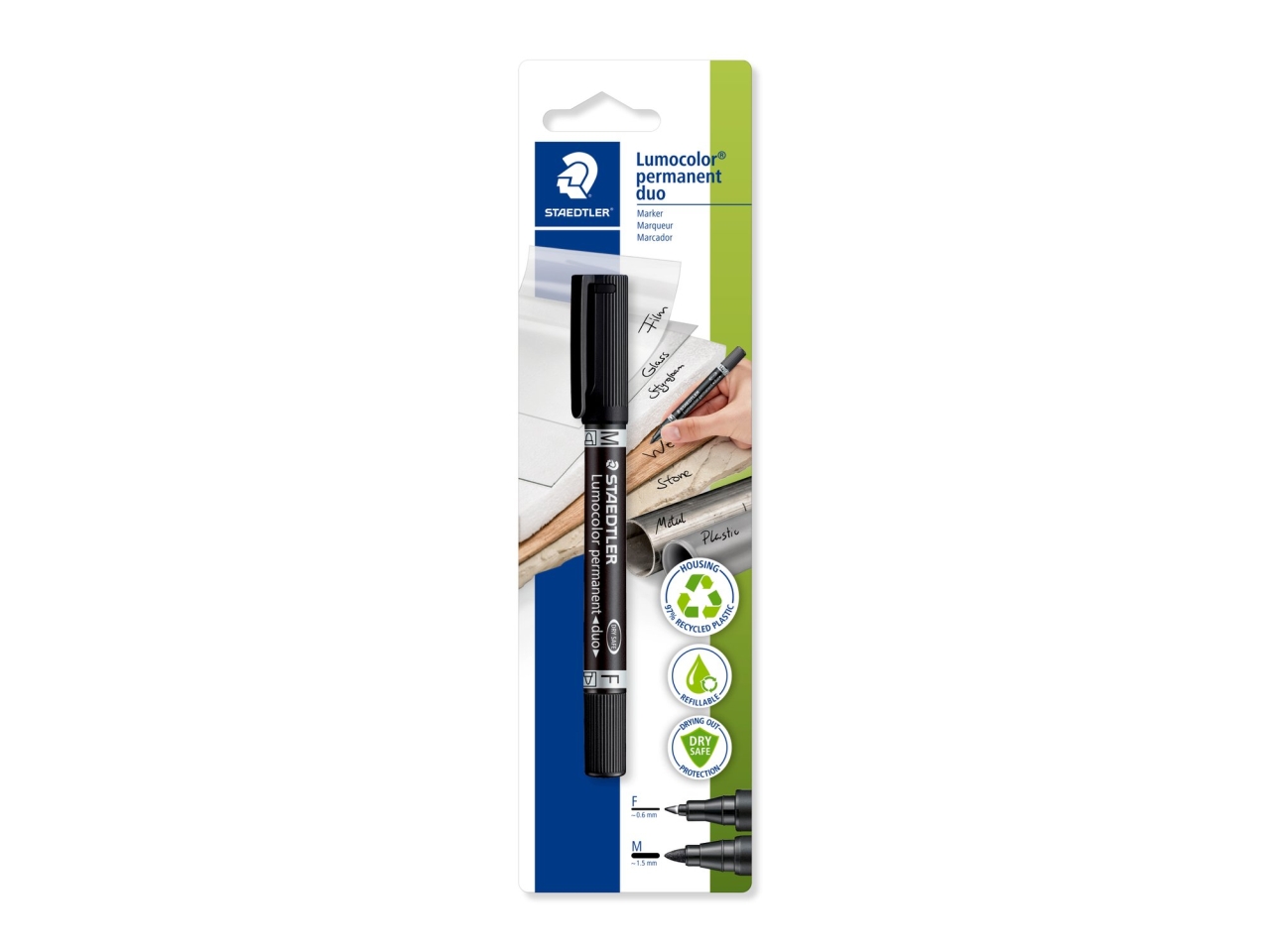 PENNA CON 2 PUNTE LUMOCOLOR NERO 348-9 BKD