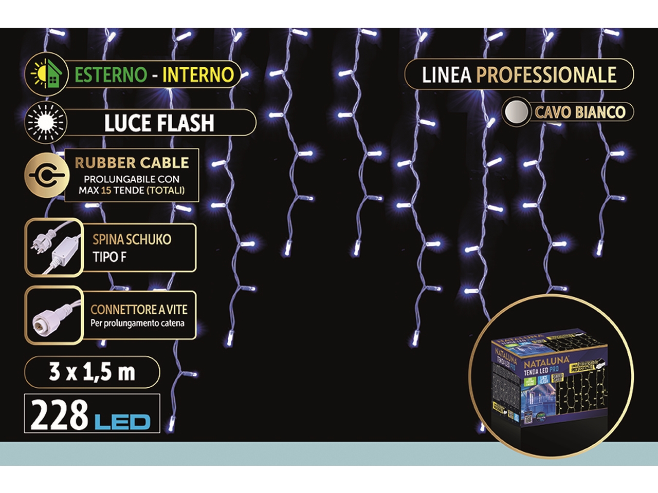 TENDA LUCI 228LED BIANCO3X1,5MT FLASH U.E.25816858 TENDA LUCI 228LED BIANCO3X1,5MT FLASH U.E.25816858