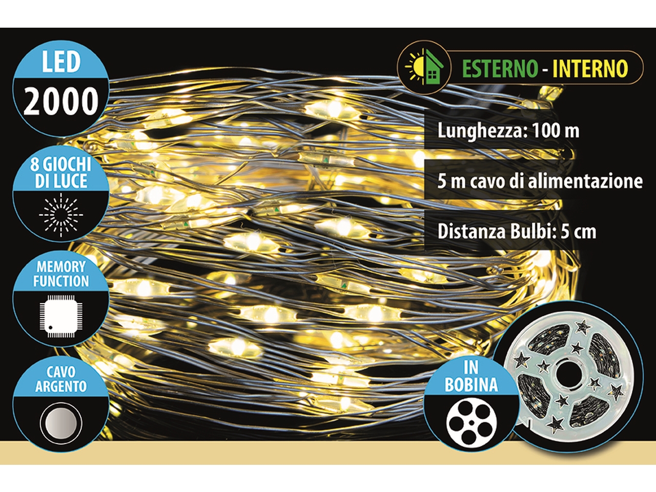 CATENA 2000M.LED B.CALDO 100MT F.ARG.U.E.25816877 CATENA 2000M.LED B.CALDO 100MT F.ARG.U.E.25816877