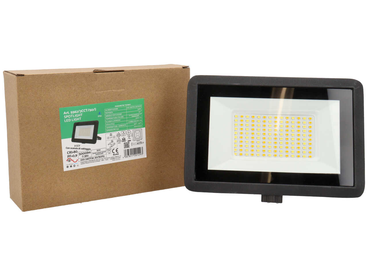 FARETTO LED ESTERNO50W3CCT IP65 NERO 5562/3CCT/50/