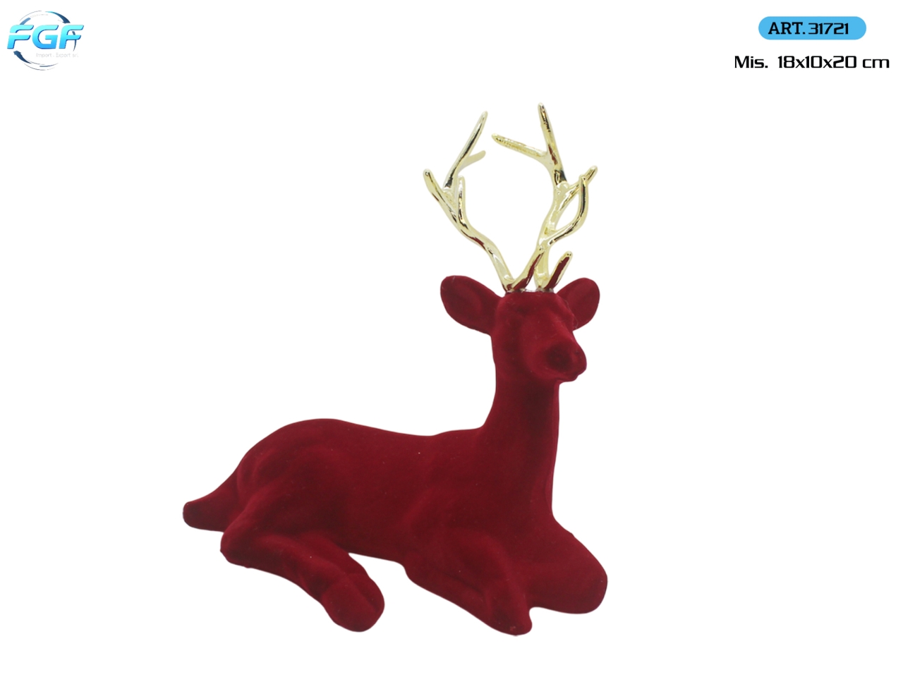 RENNA SDRAIATA 18X20X10CM VELLUTO ROSSO 31721 RENNA SDRAIATA 18X20X10CM VELLUTO ROSSO 31721