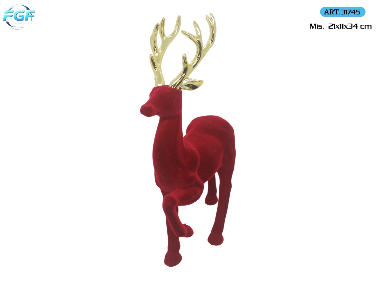 RENNA 21X11X34CM VELLUTO ROSSO 31745 RENNA 21X11X34CM VELLUTO ROSSO 31745