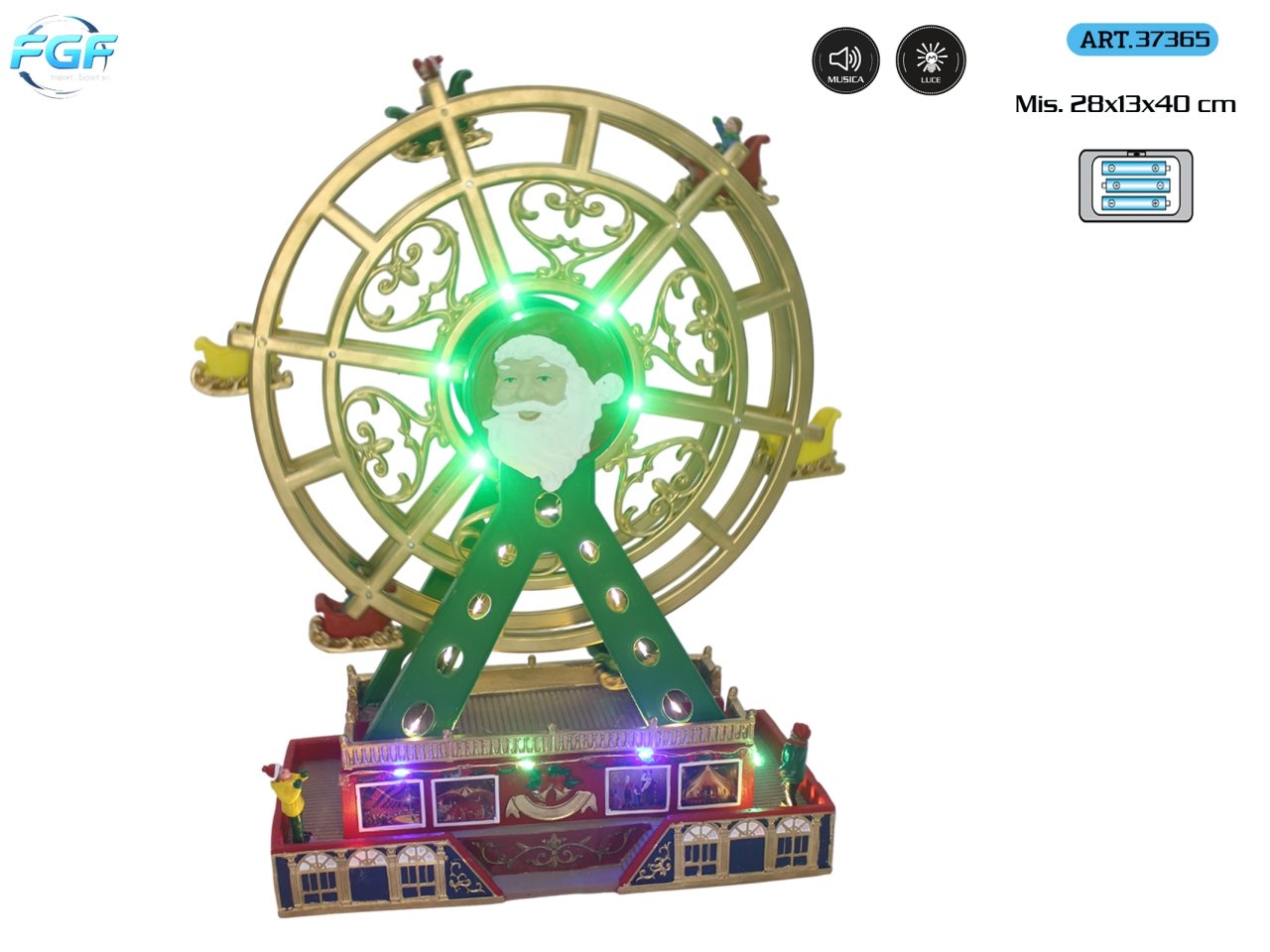 RUOTA LUNA PARK 28X13XH.40CM C/MOV/LED/MUSICA37365