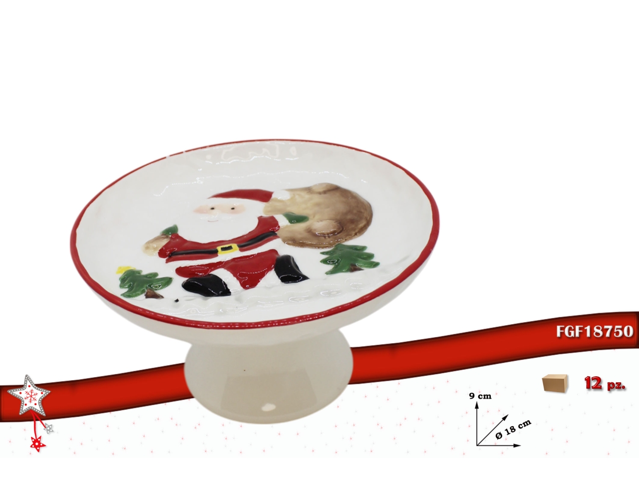 ALZATINA CERAMICA C/BABBO NATALE 18XH.9CM 18750 ALZATINA CERAMICA C/BABBO NATALE 18XH.9CM 18750
