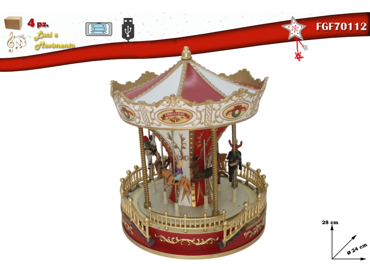 GIOSTRINA24XH.28CM C/MOVIMENTO/LED/MUSICA 70112