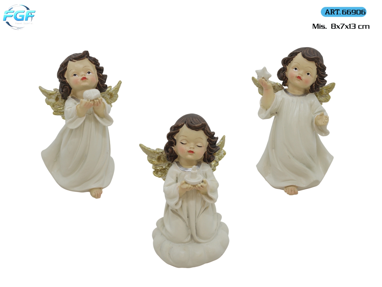 ANGELO 8X13CM RESINA CREMA/ORO 66906 ANGELO 8X13CM RESINA CREMA/ORO 66906
