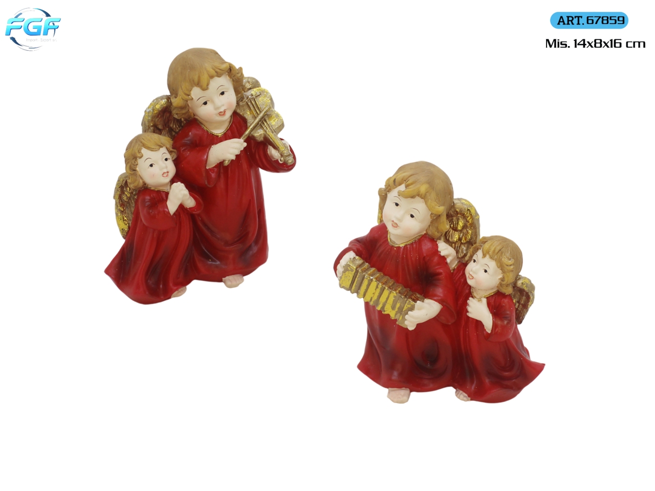 ANGELIMUSICALI 14X16CM POLIR. ROSSO 2 ASS.67859 ANGELIMUSICALI 14X16CM POLIR. ROSSO 2 ASS.67859