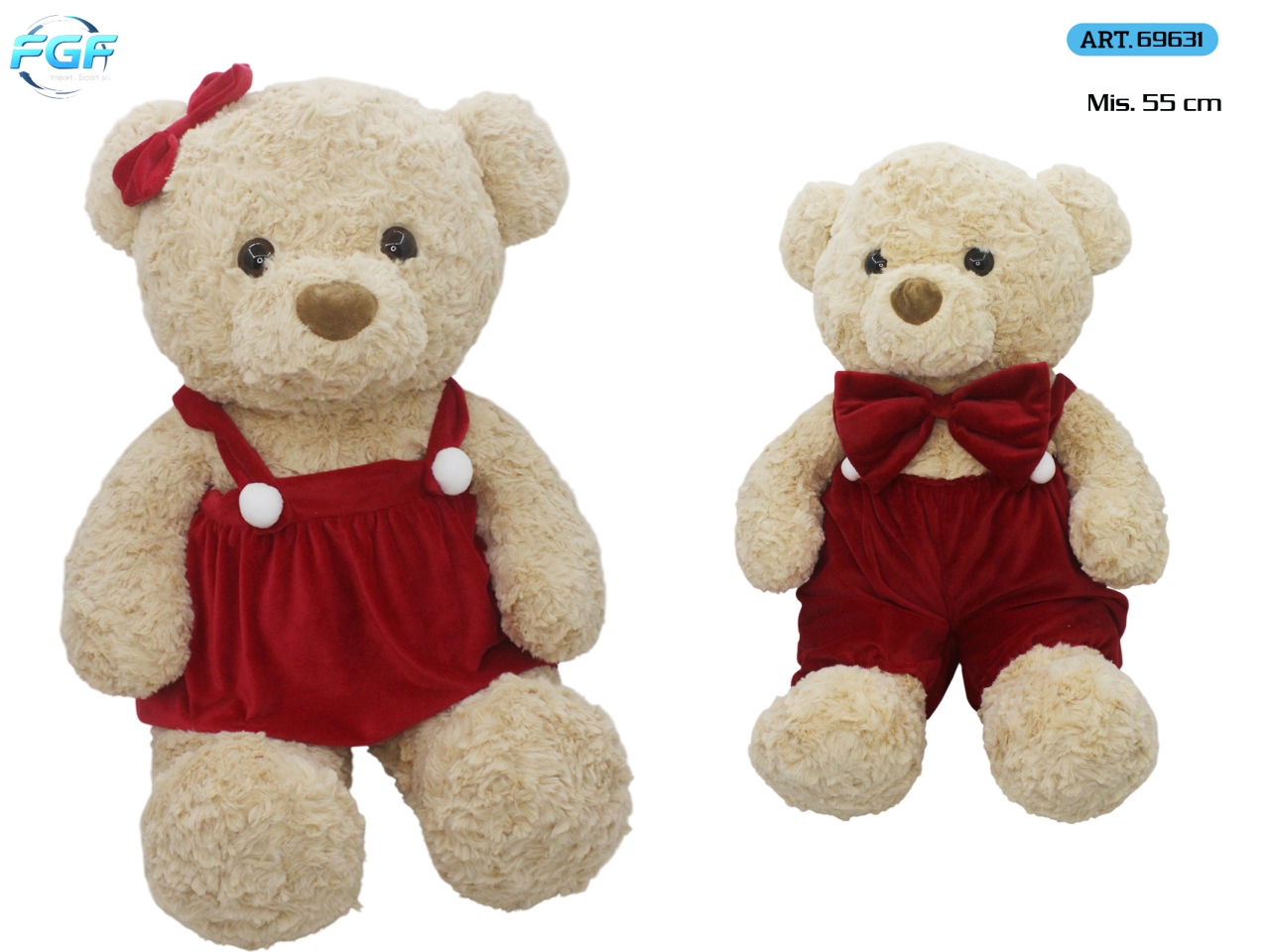 ORSO PELUCHE 55CM CON VESTITO ASS. 69631