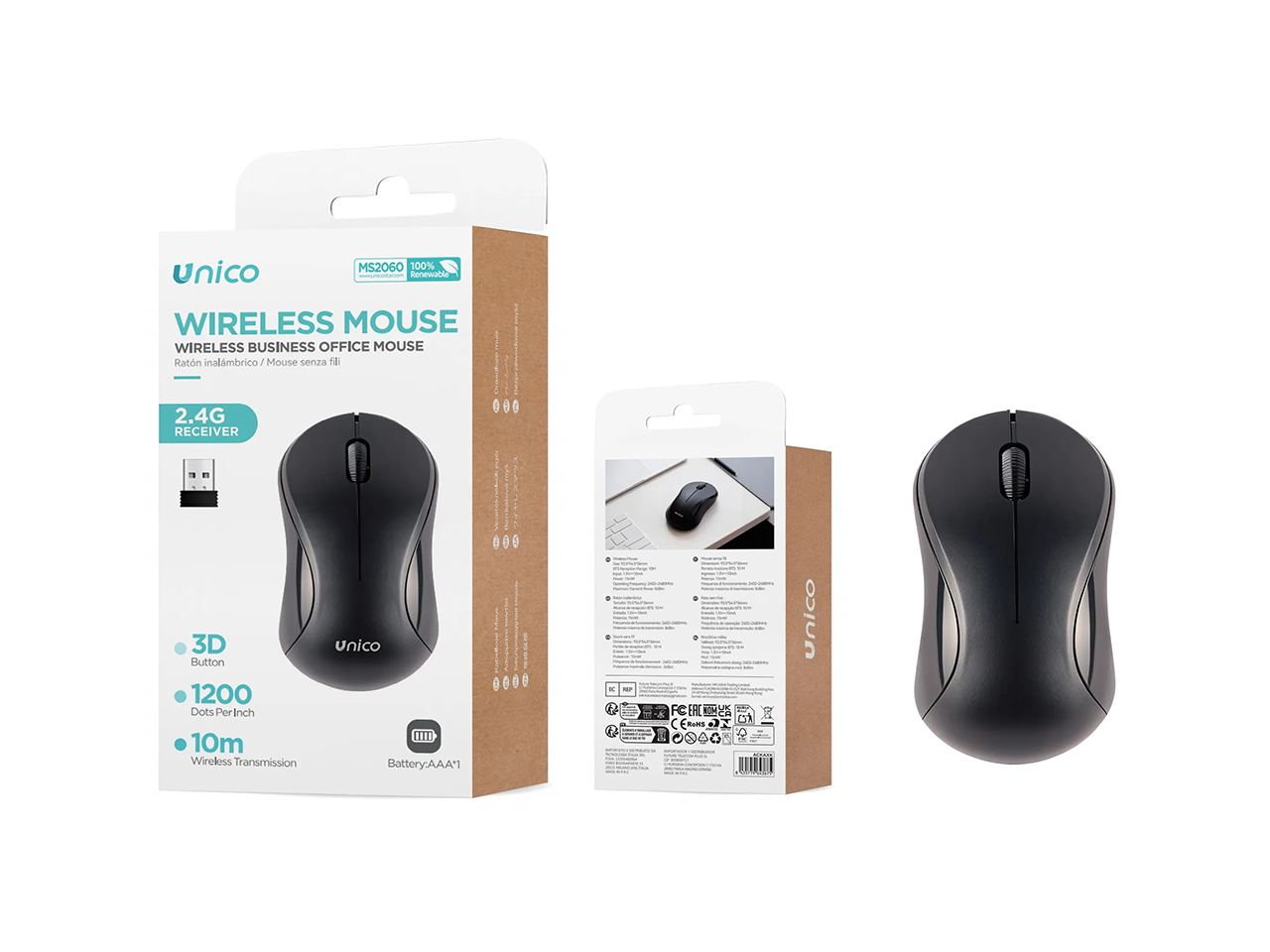 MOUSE WIRELESS 3D 2,4G NERO MS2060