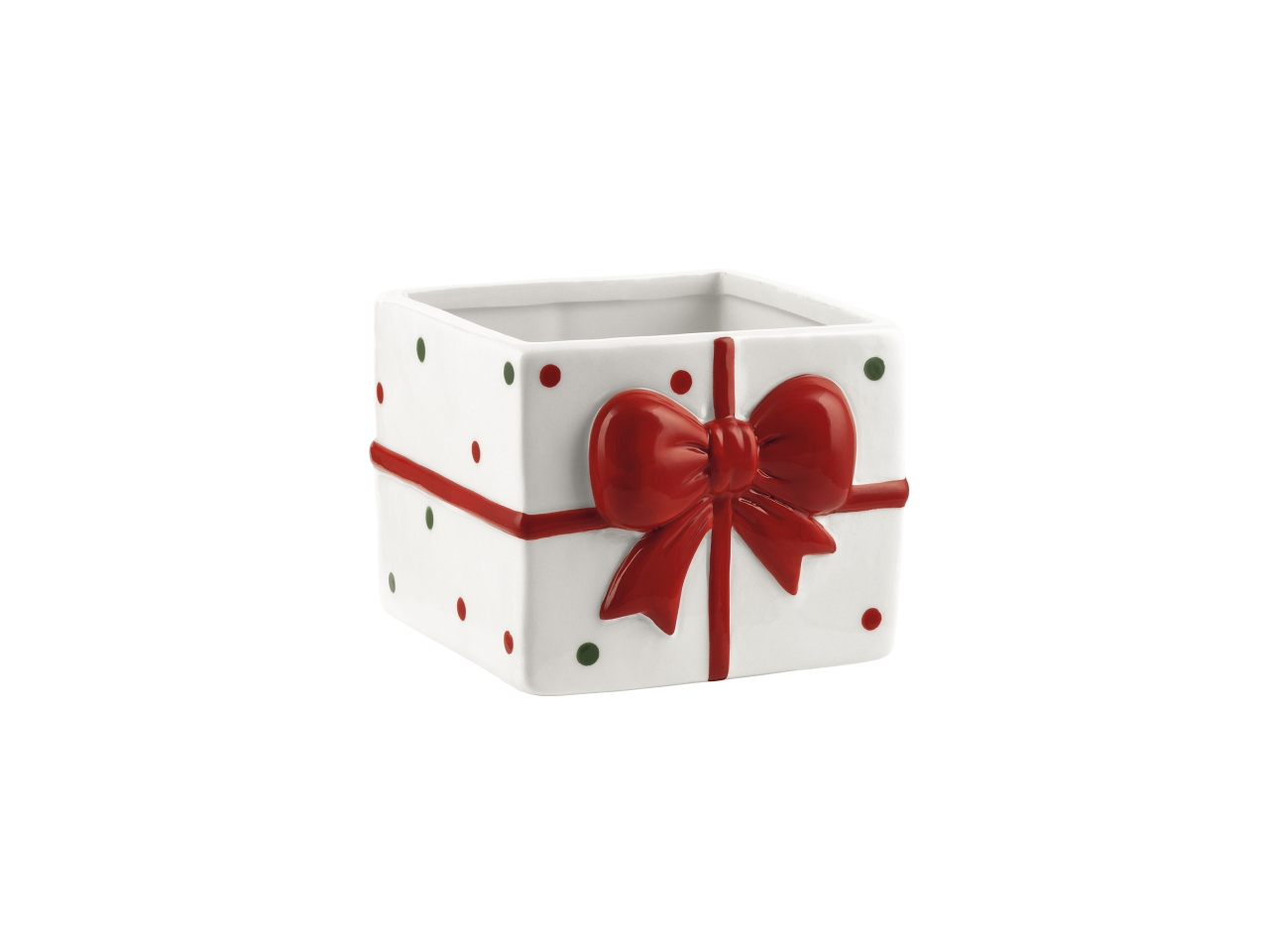 VASO PACCO REGALO CERAM.H.15,5CM BIANCO AE-52B-BI