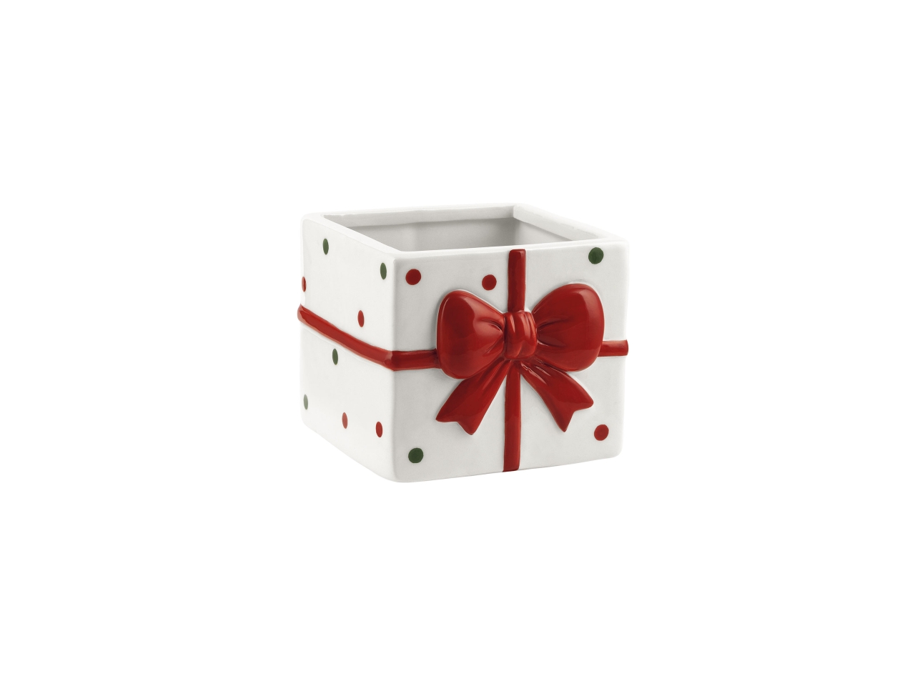 VASO PACCO REGALO CERAM.H.13,5CM BIANCO AE-52A-BI
