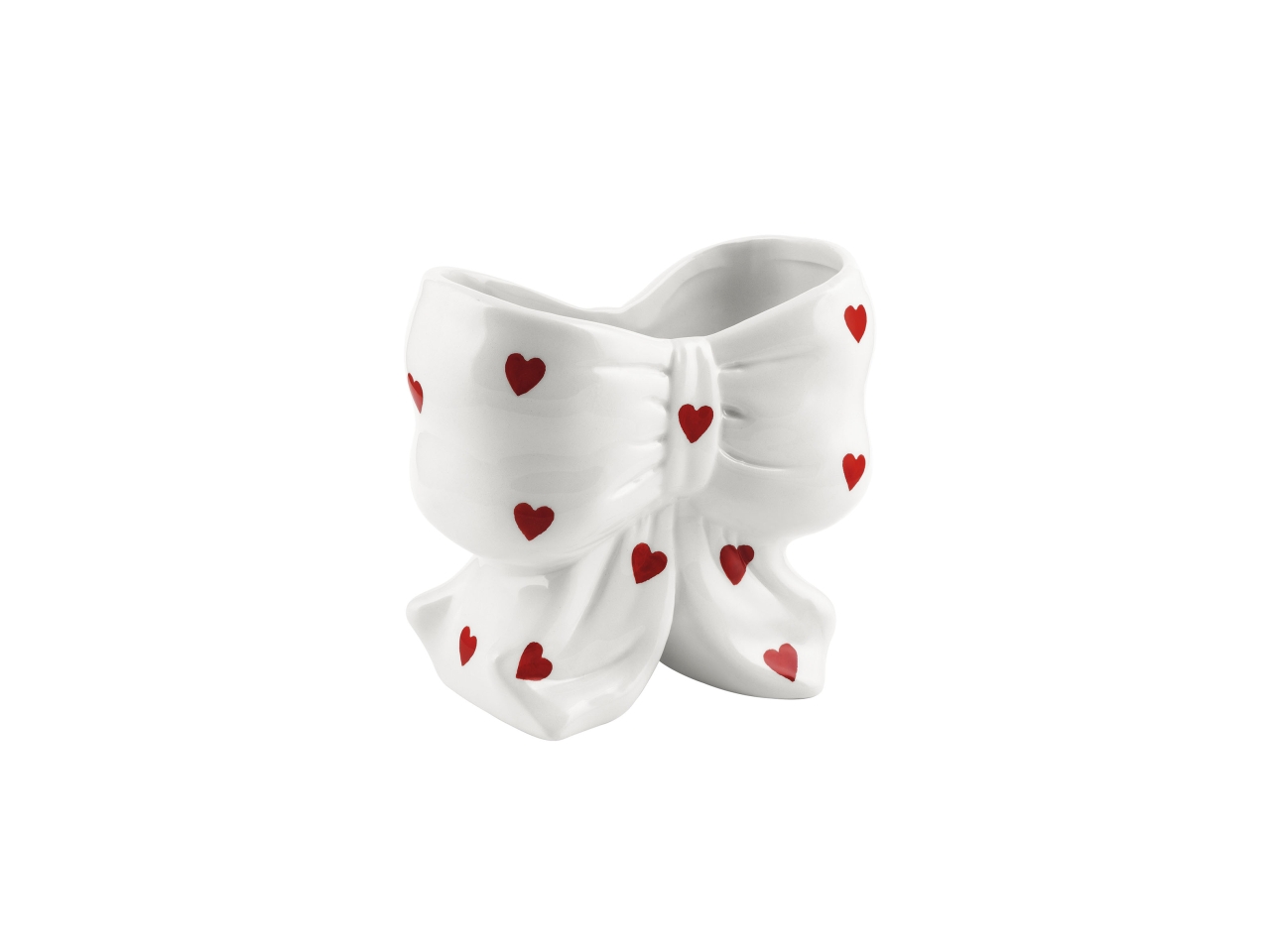VASO FIOCCO C/CUORI CERAMIC.H.12CM BIANCOAE-59A-BI