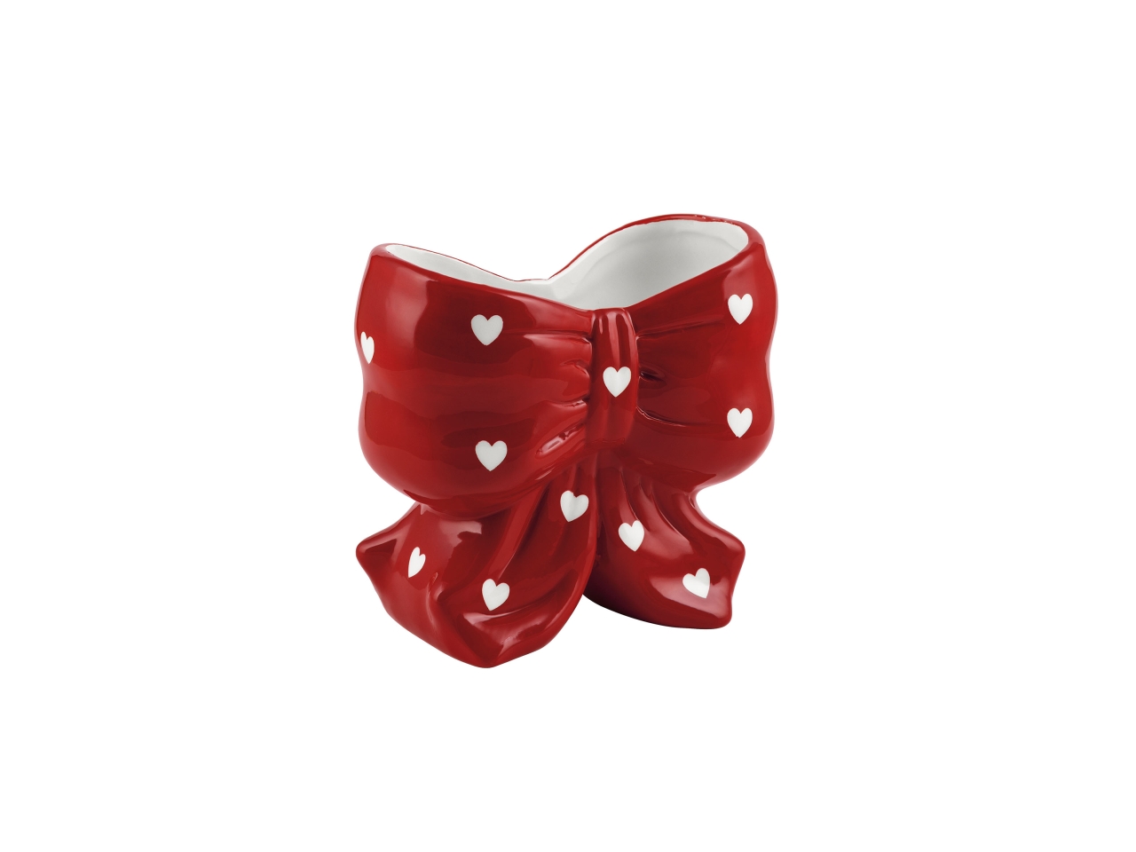 VASO FIOCCO C/CUORI CERAMIC.H.12CM ROSSOAE-59A-RO