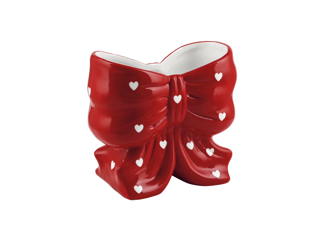 VASO FIOCCO C/CUORI CERAMIC.H.16CM ROSSOAE-59B-RO