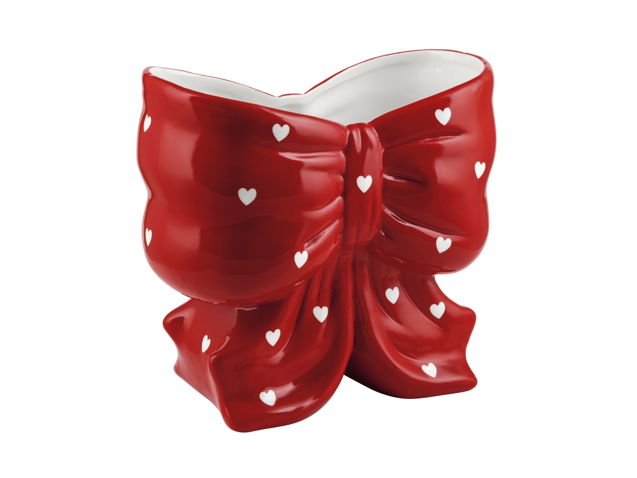 VASO FIOCCO C/CUORI CERAMIC.H.20CM ROSSOAE-59C-RO