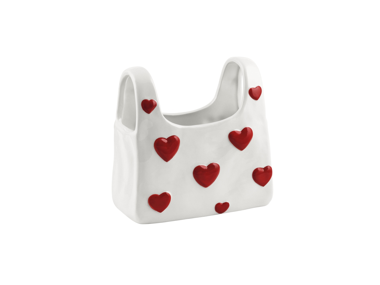 VASO BORSETTA C/CUORI 14,5XH.15CM BIANCOAE-60A-BI VASO BORSETTA C/CUORI 14,5XH.15CM BIANCOAE-60A-BI