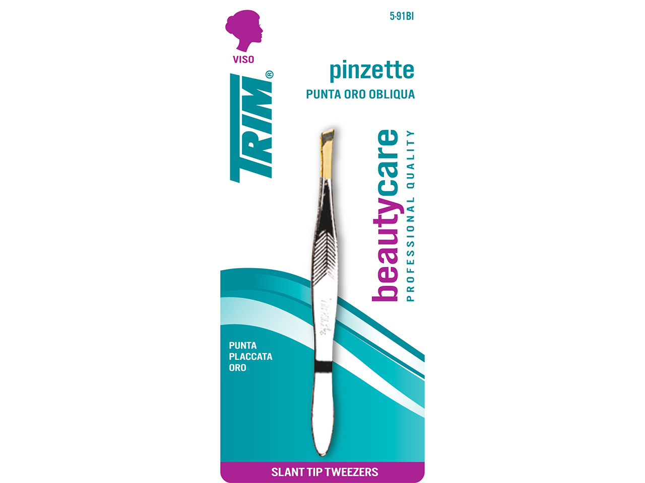 TRIM PINZETTA CROMATA PUNTA ORO OBLIQUA 72130