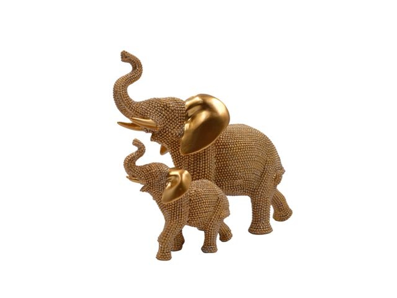 COPPIA ELEFANTI RESINA 25X20CM ORO A81