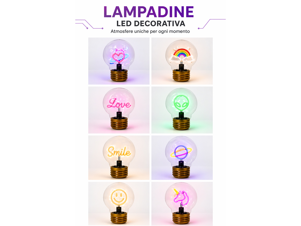 LAMPADINA LUCE DECORATIVA D.7X12CM BL55001