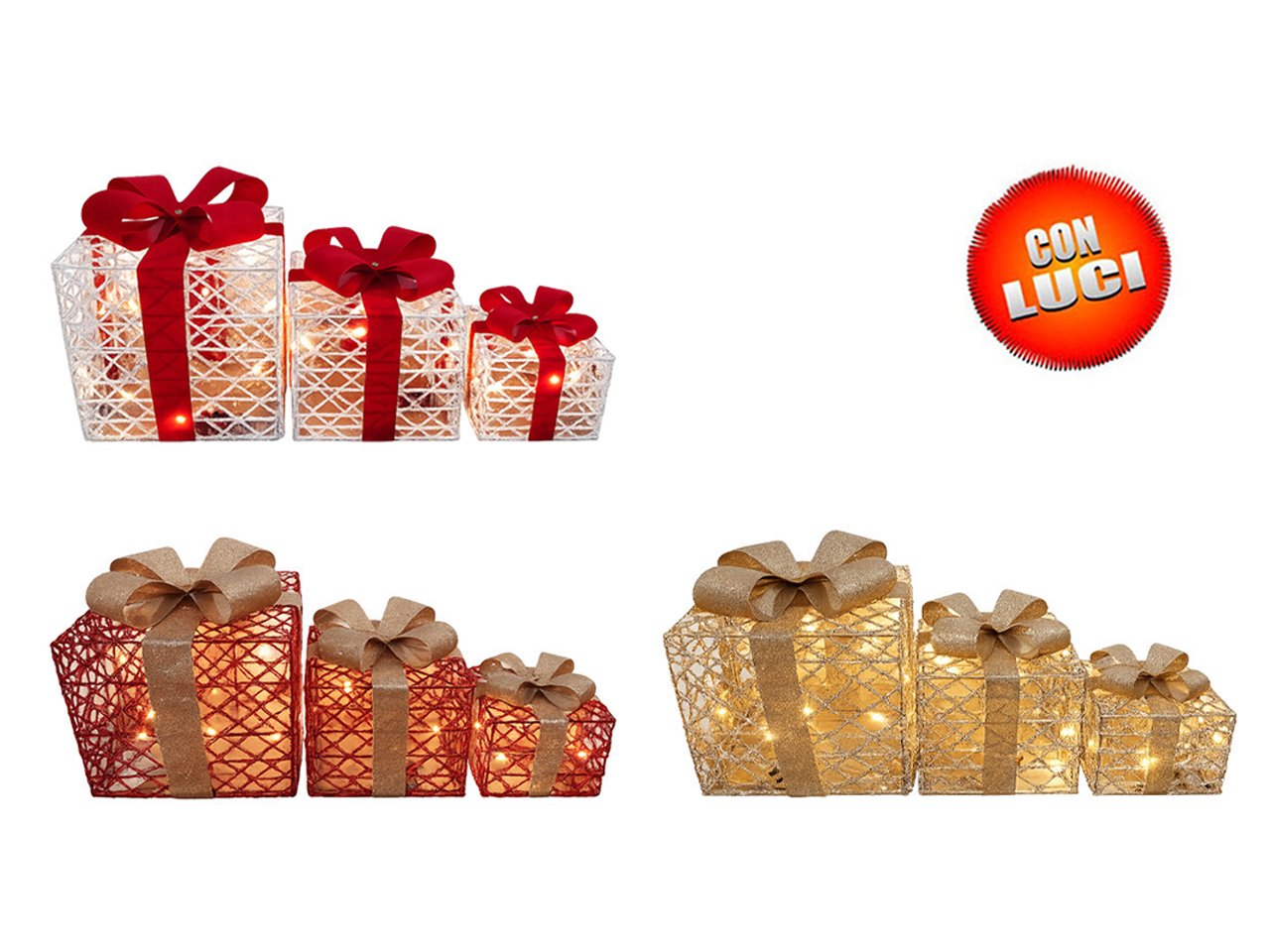 PACCO REGALO 3PZ 15/20/25CM C/LUCI 3ASS. 752030