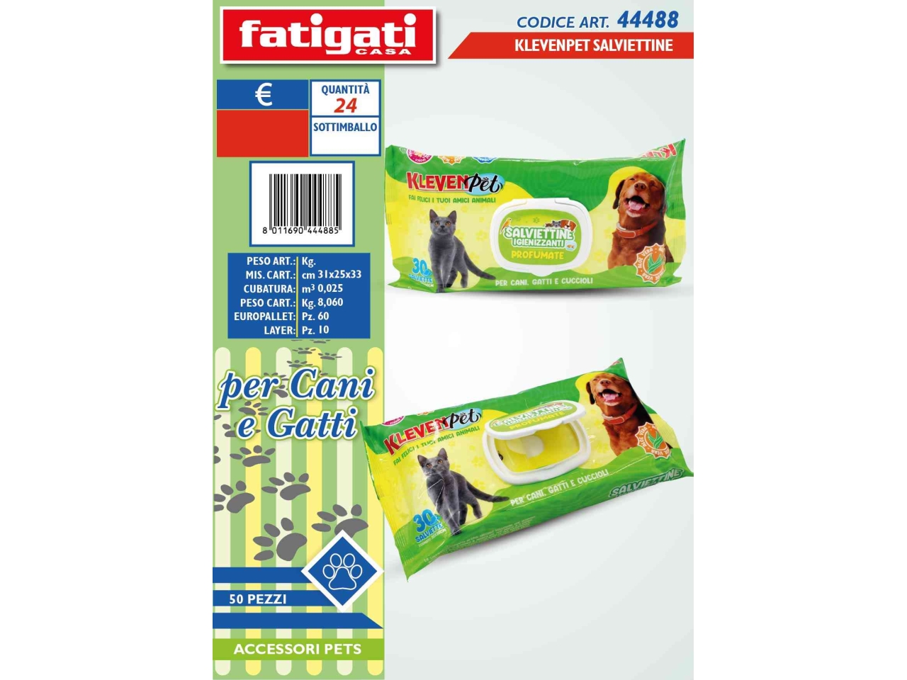 KLEVENPET SALVIETTINE CANI/GATTI SET 30PZ 44488