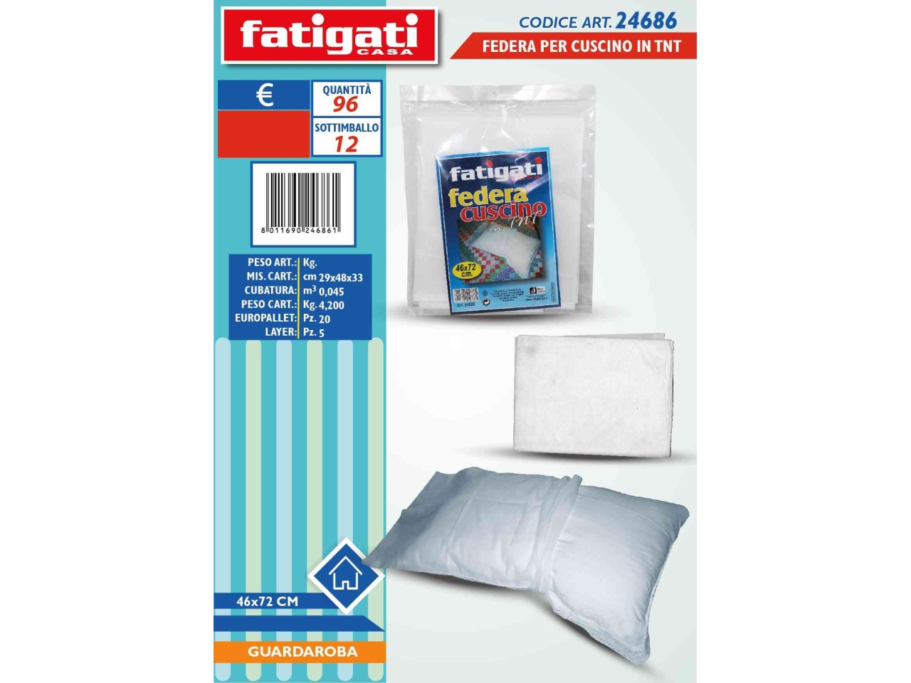 FEDERA PER CUSCINO IN TNT 46X72CM 24686